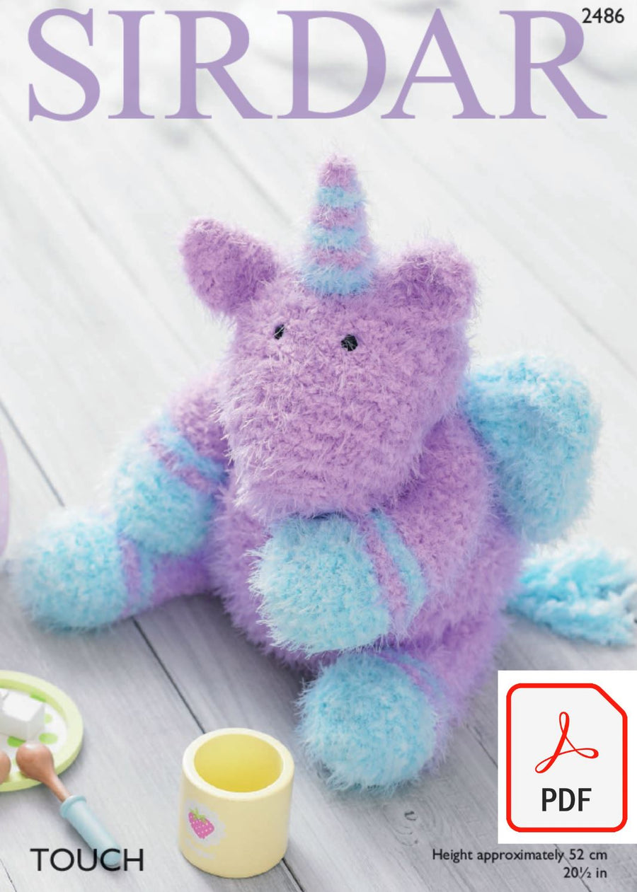 Sirdar 2486 Toy Unicorn in Touch (PDF) Knit in a Box 