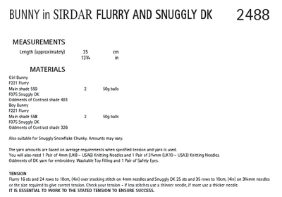 Sirdar 2488 Bunng in Flurry and Snuggly DK (PDF) Knit in a Box