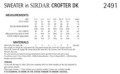 Sirdar 2491 Children Sweater in Crofter DK (PDF) Knit in a Box