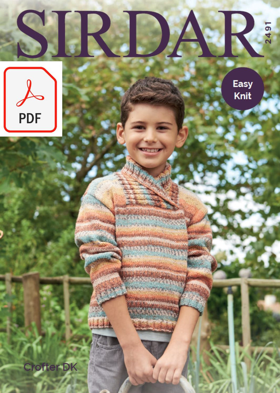 Sirdar 2491 Children Sweater in Crofter DK (PDF) Knit in a Box 