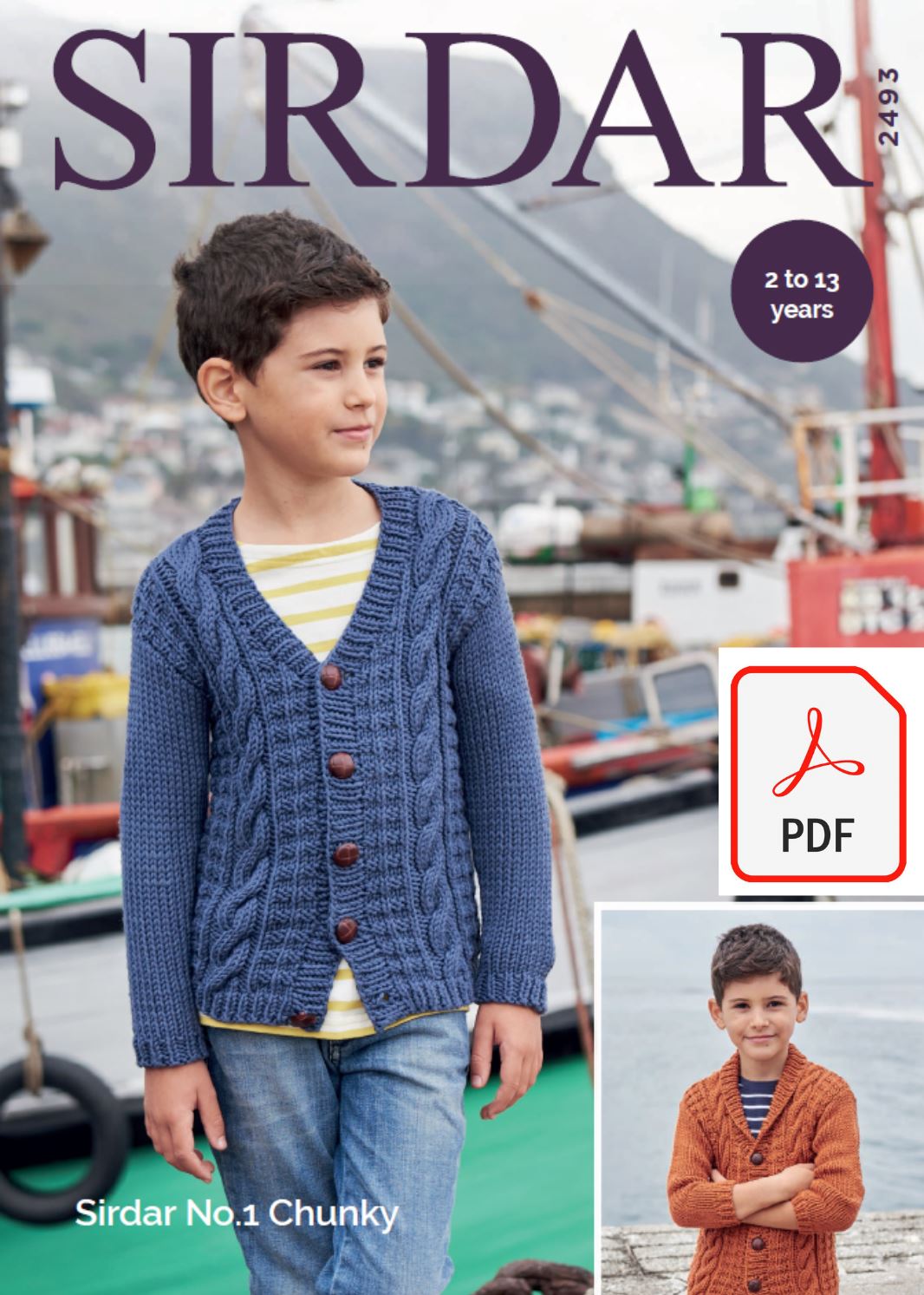 Sirdar 2493 Children Cardigan in No.1 Chunky (PDF) Knit in a Box