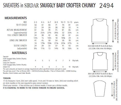 Sirdar 2494 Sweaters in Snuggly Baby Crofter Chunky (PDF) Knit in a Box