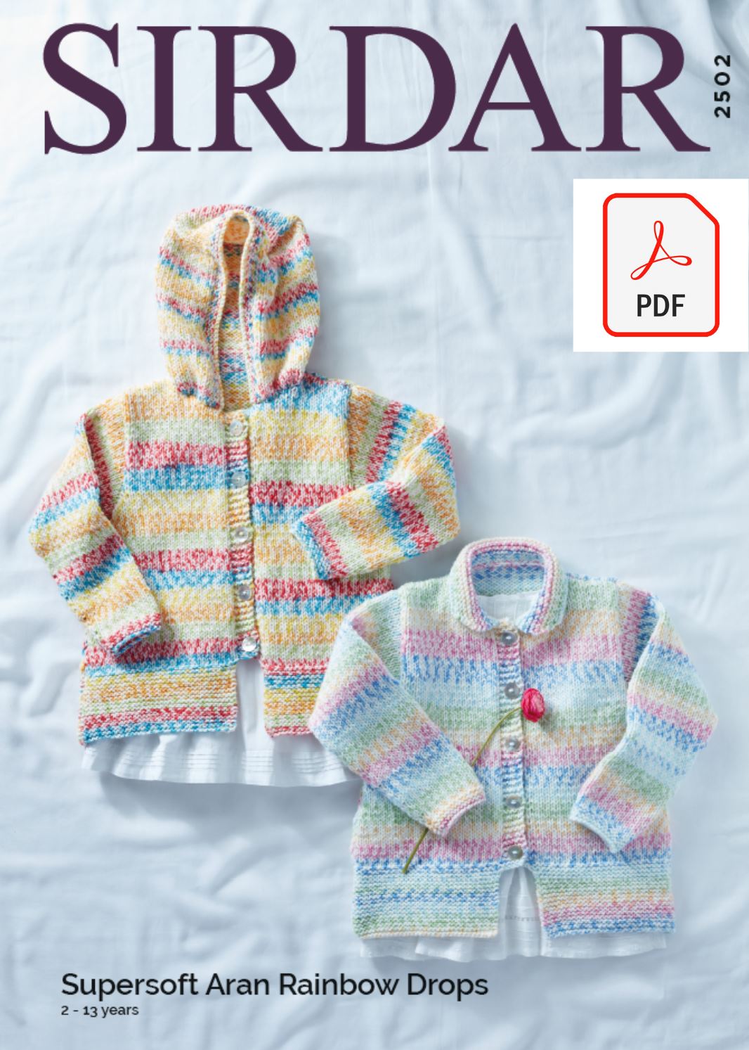 Sirdar 2502 Childrens Jacket in Supersoft Aran Rainbow Drops (PDF) Knit in a Box