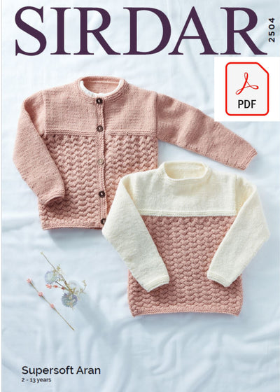 Sirdar 2504 Children Sweater & Jacket in Supersoft Aran (PDF) Knit in a Box