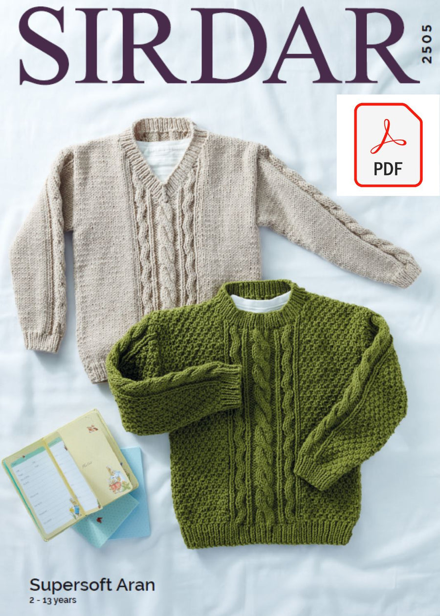 Sirdar 2505 Children Sweater in Supersoft Aran (PDF) Knit in a Box 