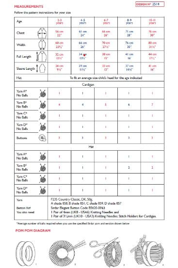 Sirdar 2514 Child Cardigan & Hat in Sirdar Country Classic DK (PDF) Knit in a Box
