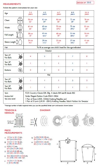 Sirdar 2515 Child Sweater & Hat in Sirdar Country Classic DK (PDF) Knit in a Box