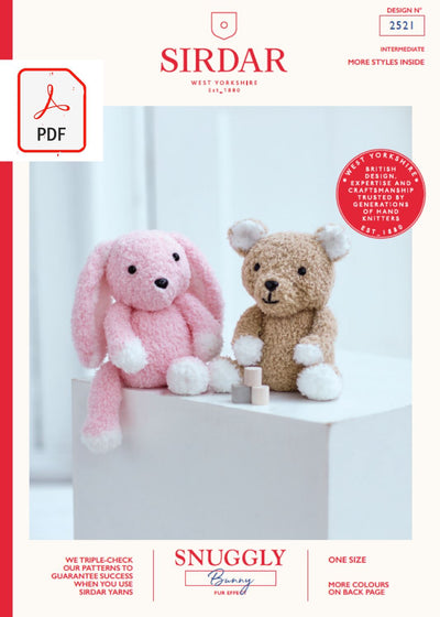 Sirdar 2521 Toy Bear & Bunny in Sirdar Snuggly Bunny (PDF) Knit in a Box