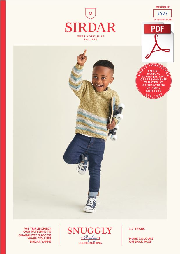 Sirdar 2527 Boy Crew Neck Jumper in Snuggly Replay DK Knitting (PDF) Knit in a Box 