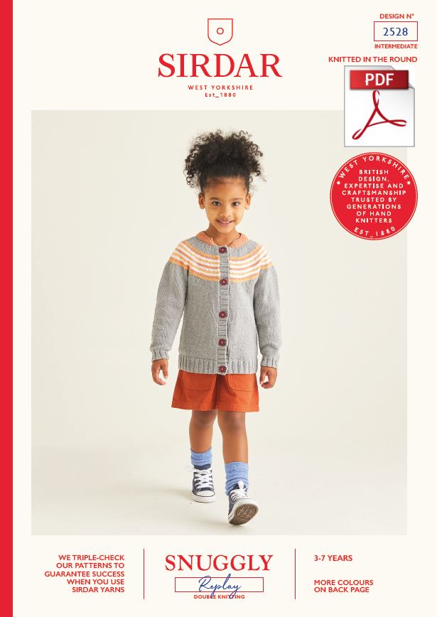 Sirdar 2528 Children Cardigan in Snuggly Replay DK Knitting (PDF) Knit in a Box 