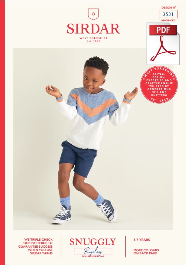 Sirdar 2531 Children's Sweater in Snuggly Replay DK Knitting (PDF) Knit in a Box