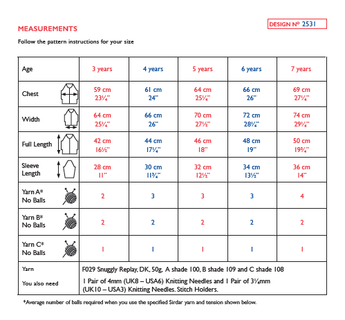 Sirdar 2531 Children's Sweater in Snuggly Replay DK Knitting (PDF) Knit in a Box