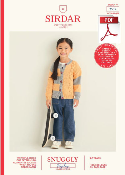 Sirdar 2532 Children Cardigan in Snuggly Replay DK Knitting (PDF) Knit in a Box