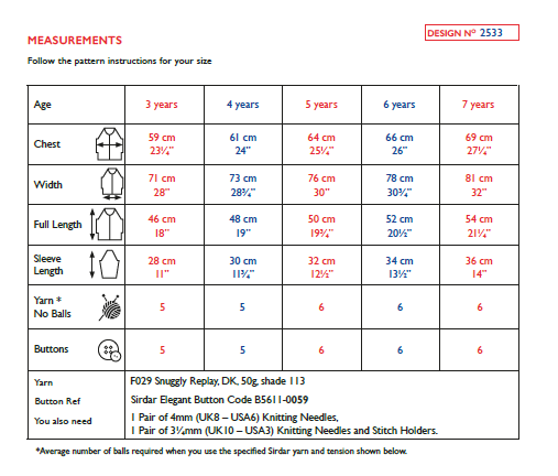 Sirdar 2533 Children Cardigan in Snuggly Replay DK Knitting (PDF) Knit in a Box