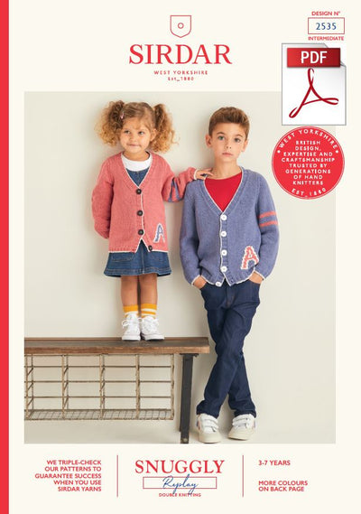 Sirdar 2535 Children Cardigans in Snuggly Replay DK Knitting (PDF) Knit in a Box