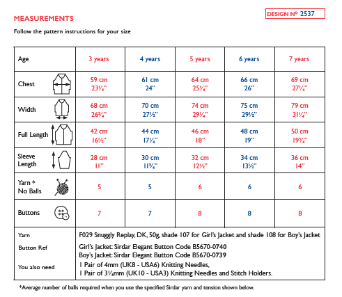 Sirdar 2537 Children Jackets in Snuggly Replay DK Knitting (PDF) Knit in a Box