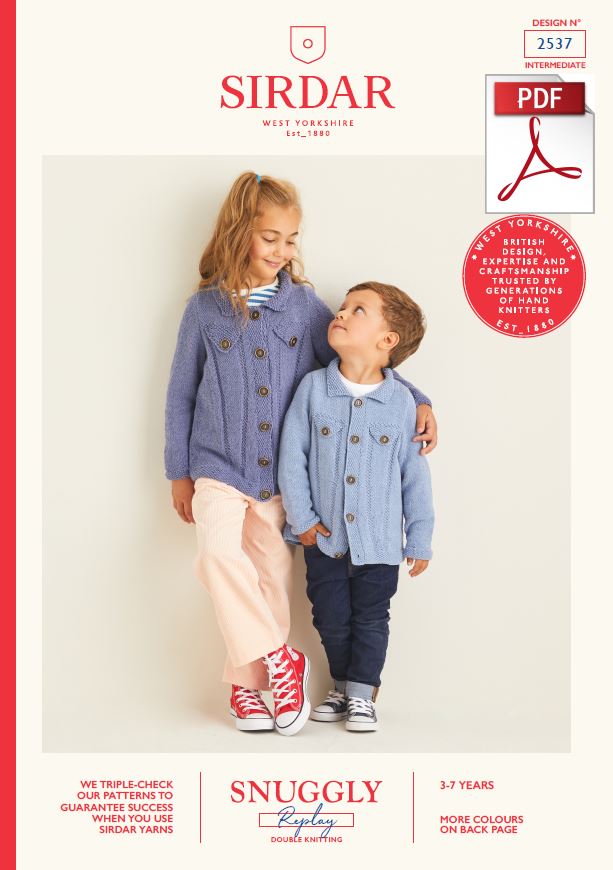 Sirdar 2537 Children Jackets in Snuggly Replay DK Knitting (PDF) Knit in a Box 