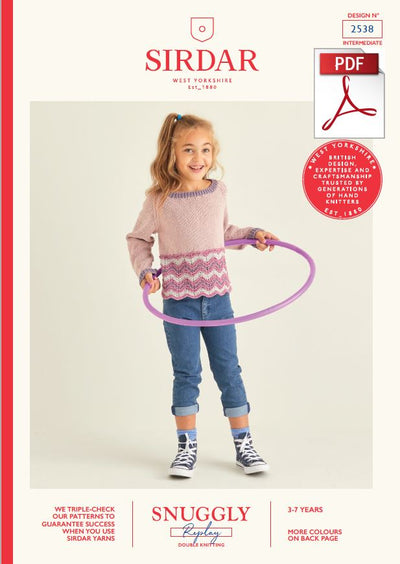 Sirdar 2538 Children Sweater in Snuggly Replay DK Knitting (PDF) Knit in a Box