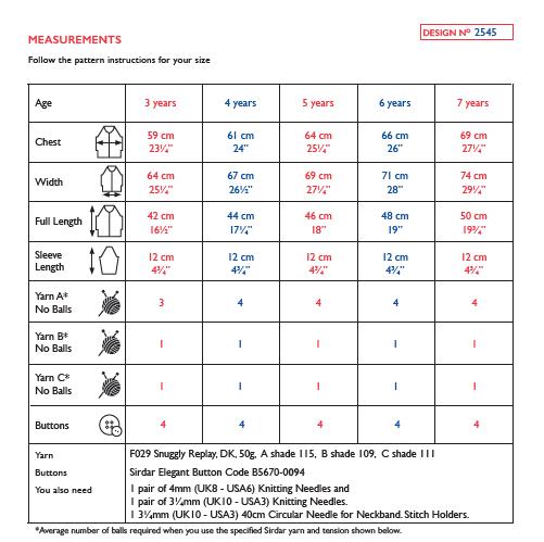 Sirdar 2545 Children Sweater in Snuggly Replay DK Knitting (PDF) Knit in a Box