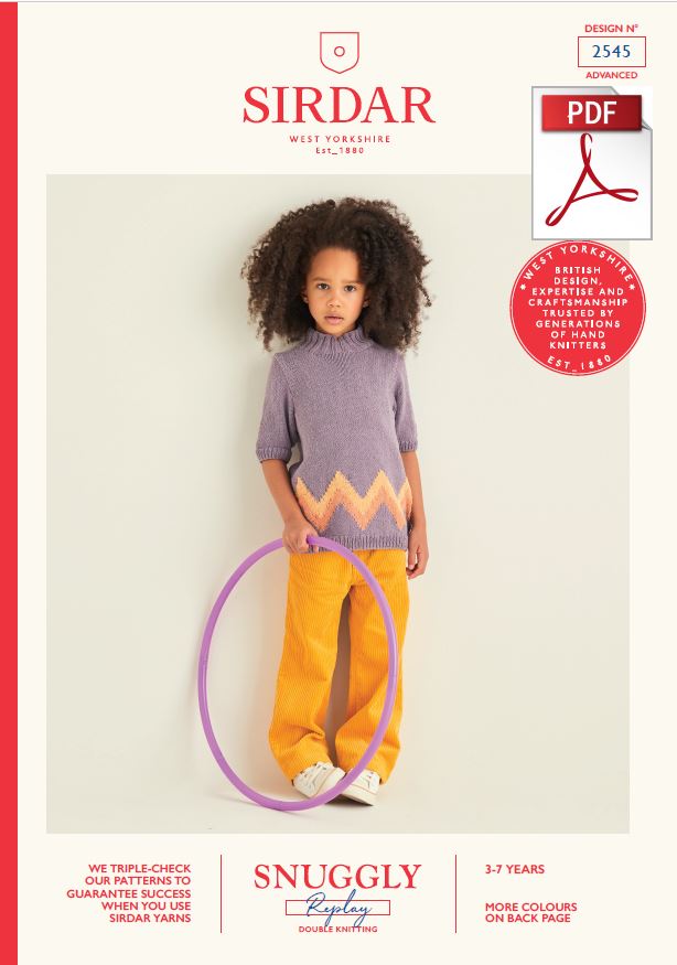 Sirdar 2545 Children Sweater in Snuggly Replay DK Knitting (PDF) Knit in a Box 