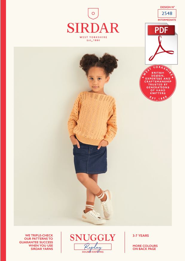Sirdar 2548 Children Sweater in Snuggly Replay DK Knitting (PDF) Knit in a Box 