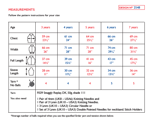 Sirdar 2548 Children Sweater in Snuggly Replay DK Knitting (PDF) Knit in a Box