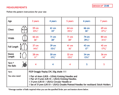 Sirdar 2548 Children Sweater in Snuggly Replay DK Knitting (PDF) Knit in a Box