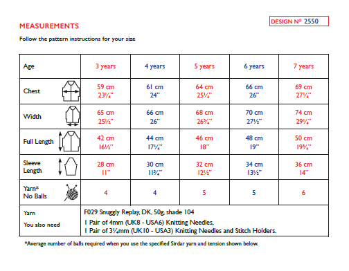 Sirdar 2550 Children Sweater in Snuggly Replay DK Knitting (PDF) Knit in a Box