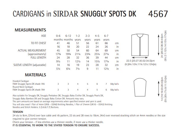 Sirdar 4567 Cardigans in Snuggly Spots DK (PDF) Knit in a Box