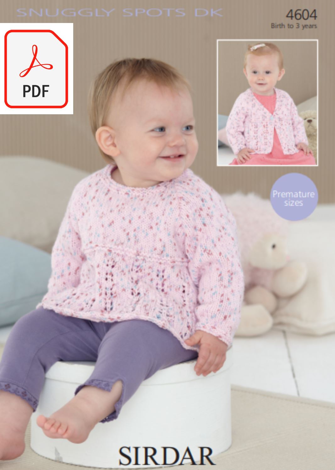 Sirdar 4604 Sweater and Cardigan in Snuggly Spots DK (PDF) Knit in a Box