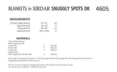 Sirdar 4605 Blankets in Snuggly Spots DK (PDF) Knit in a Box