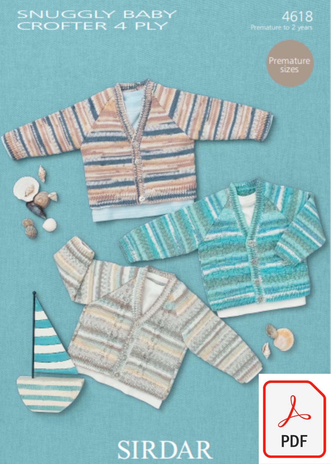 Sirdar 4618 Cardigans in Snuggly Baby Crofter 4 ply (PDF) Knit in a Box