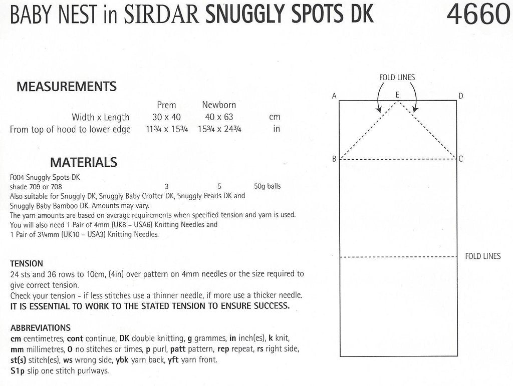 Sirdar 4660 Baby Nest in Snuggly Spots DK (PDF) Knit in a Box