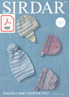 Sirdar 4663 Hat, Helmet and Bonnets in Snuggly Baby Crofter 4 ply (PDF) Knit in a Box