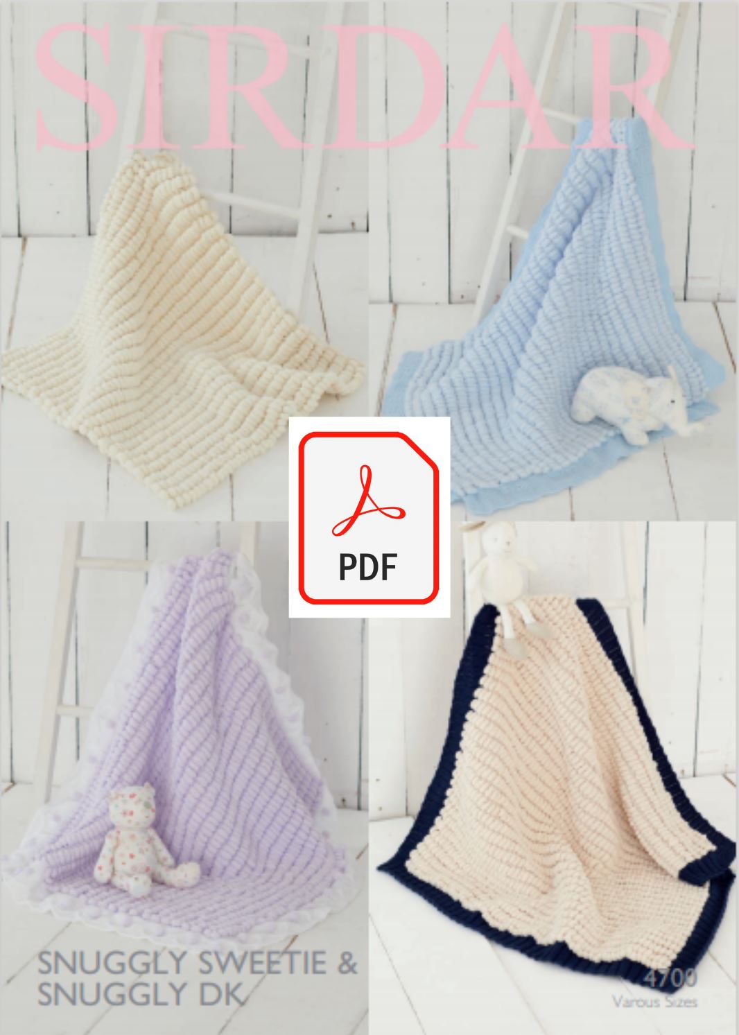 Sirdar 4700 Blankets in Snuggly Sweetie and Snuggly DK (PDF) Knit in a Box