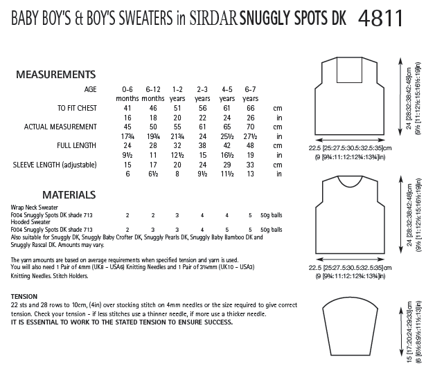 Sirdar 4811 Baby Boy´s and Boy´s Sweaters in Snuggly Spots DK (PDF) Knit in a Box