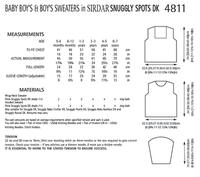 Sirdar 4811 Baby Boy´s and Boy´s Sweaters in Snuggly Spots DK (PDF) Knit in a Box