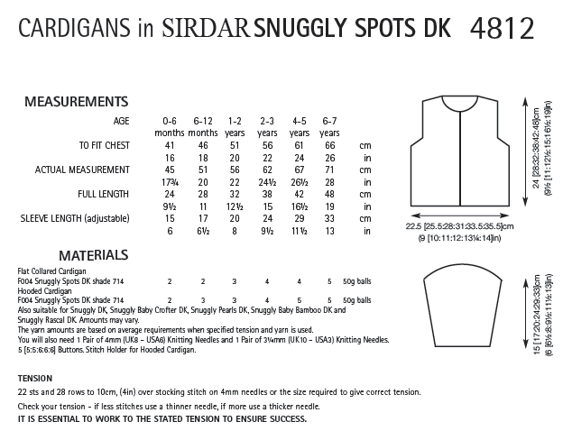 Sirdar 4812 Cardigans in Snuggly Spots DK (PDF) Knit in a Box