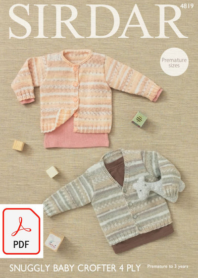 Sirdar 4819 Cardigans in Snuggly Baby Crofter 4 ply (PDF) Knit in a Box