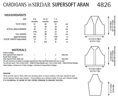 Sirdar 4826 Cardigans in Supersoft Aran (PDF) Knit in a Box