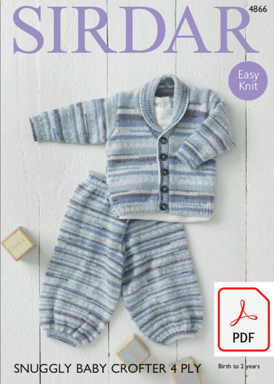 Sirdar 4866 Jacket and Trousers in Snuggly Baby Crofter 4 Ply (PDF) Knit in a Box