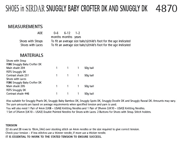 Sirdar 4869 Shoes in Snuggly Baby Crofter DK and Snuggly DK (PDF) Knit in a Box