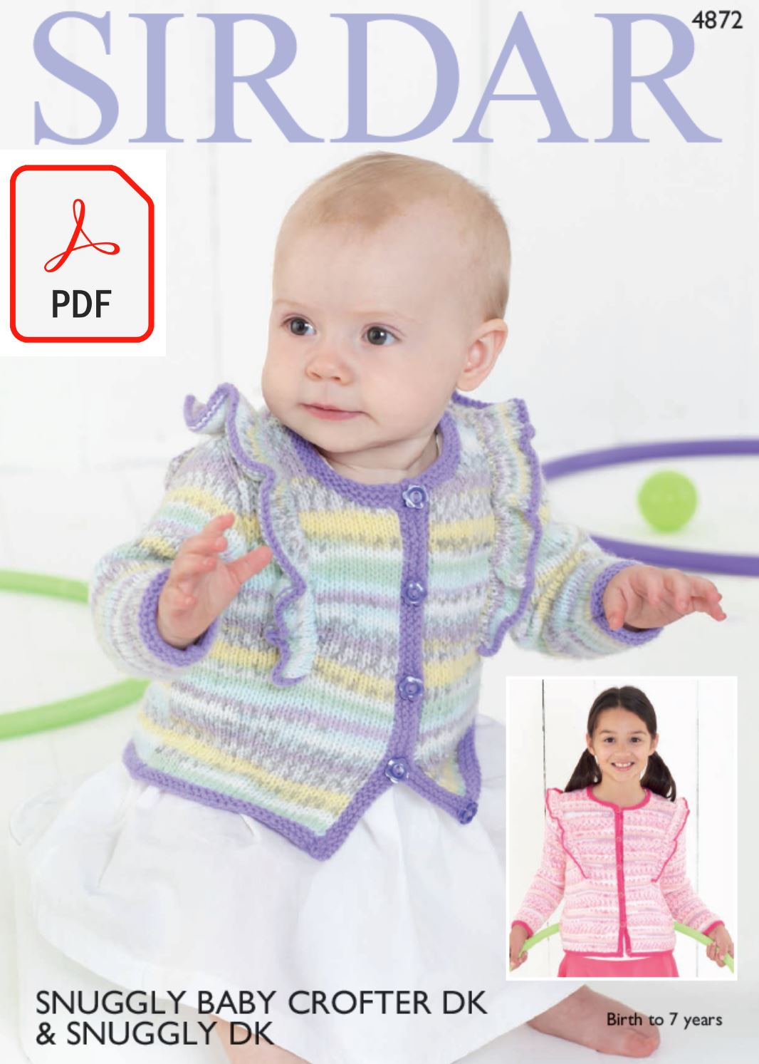 Sirdar 4872 Cardigan in Baby Crofter DK and Snuggly DK (PDF) Knit in a Box