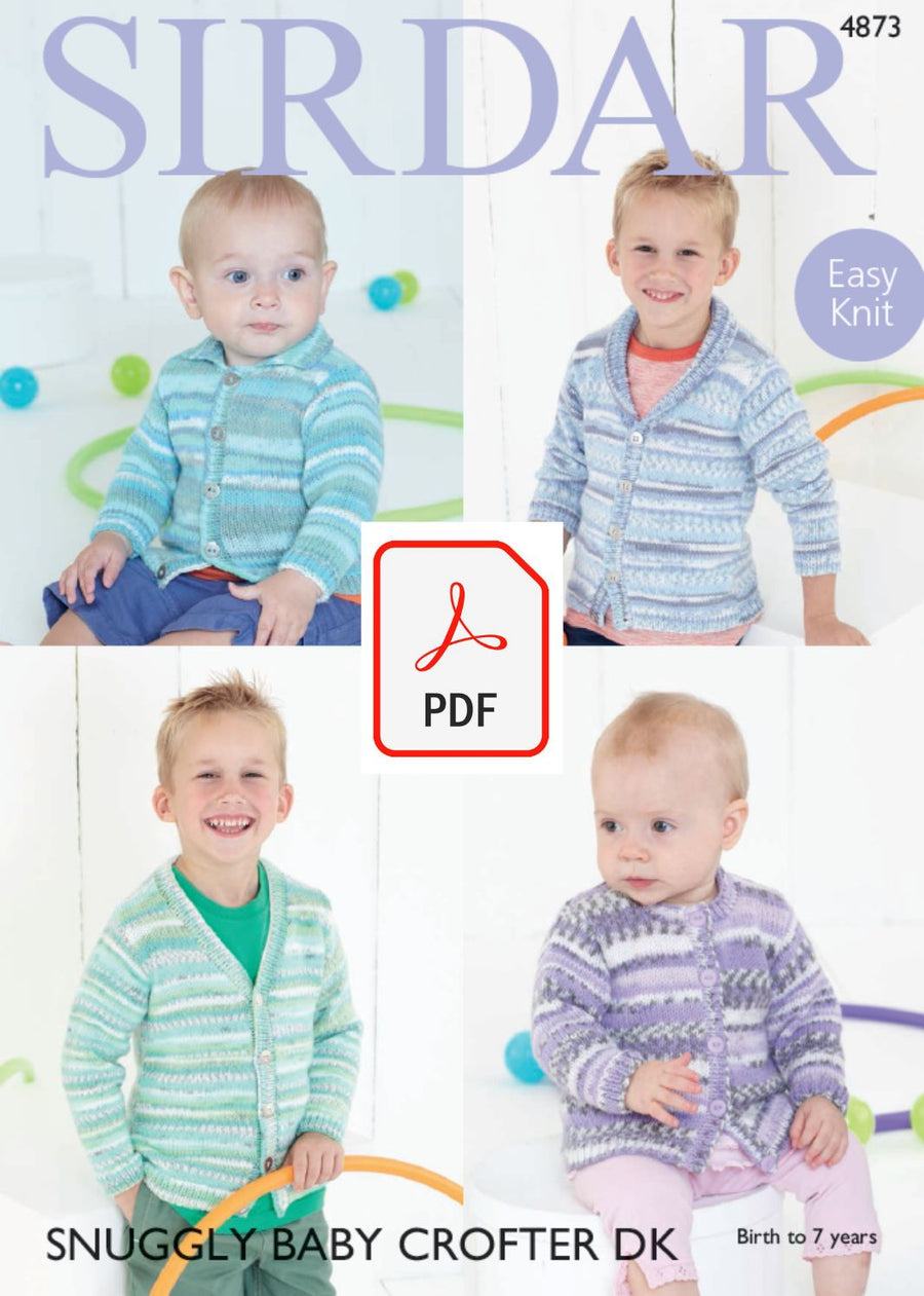 Sirdar 4873 Children´s Cardigans in Snuggly Baby Crofter DK (PDF) Knit in a Box 