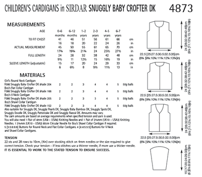 Sirdar 4873 Children´s Cardigans in Snuggly Baby Crofter DK (PDF) Knit in a Box
