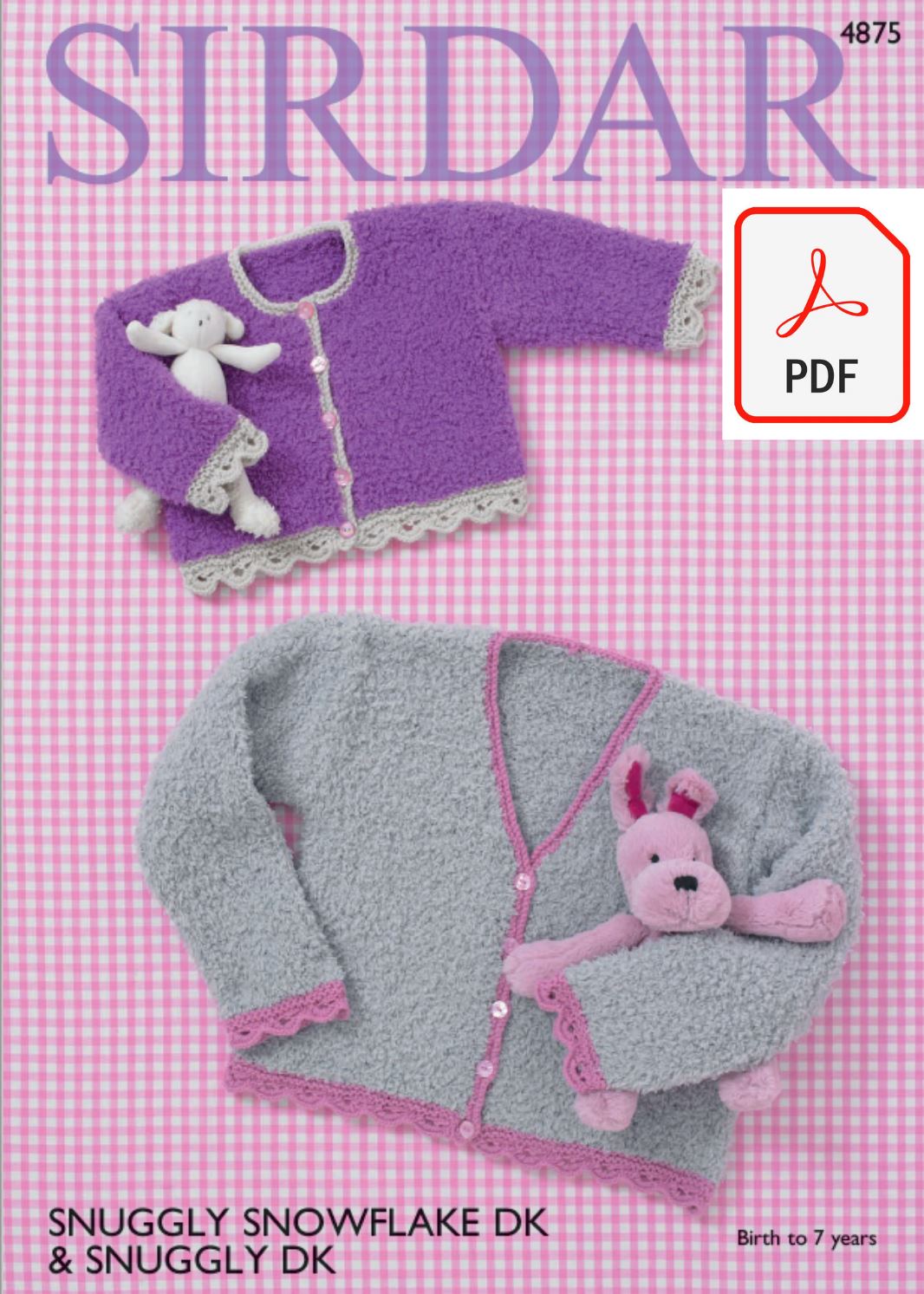 Sirdar 4875 Cardigan in Snuggly Snowflake and Snuggly DK (PDF) Knit in a Box