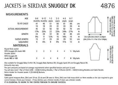 Sirdar 4876 Jackets in Snuggly DK (PDF) Knit in a Box