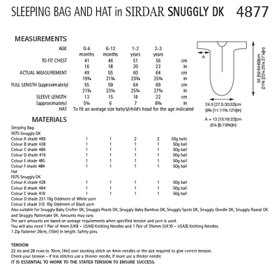 Sirdar 4877 Sleeping Bag and Hat in Snuggly DK (PDF) Knit in a Box