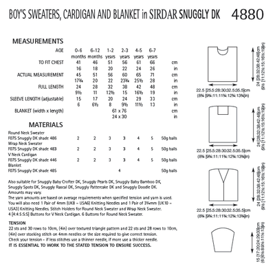 Sirdar 4880 Boy´s Sweaters, Cardigan and Blanket in Snuggly DK (PDF) Knit in a Box