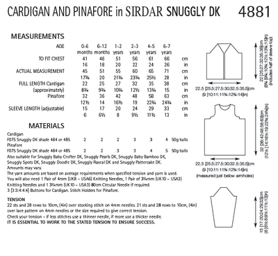 Sirdar 4881 Cardigan and Pinafore in Snuggly DK (PDF) Knit in a Box